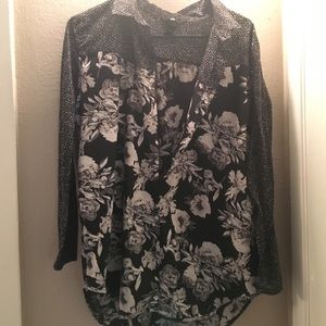 Black and white floral blouse