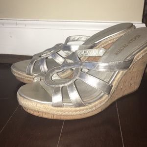 Boston Proper Silver Slide-On Wedges