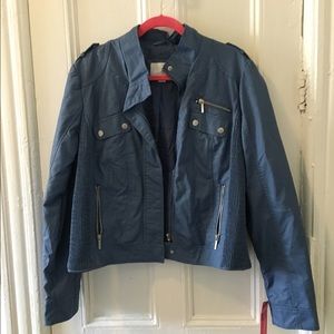 Xhilaration Blue Faux Leather Moto Jacket (Target)