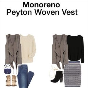 Monoreno Peyton woven vest with hood- stitch fix
