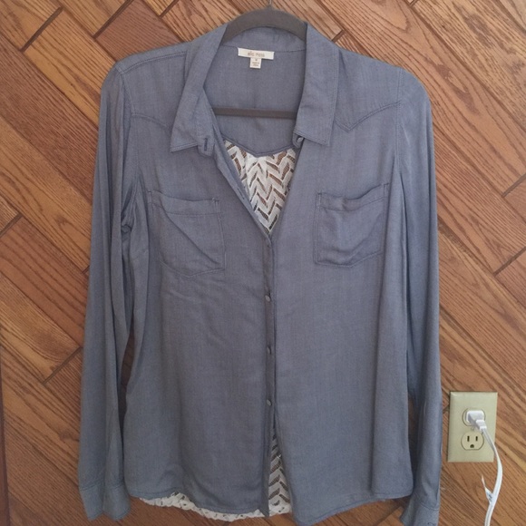 Ella Moss Denim and lace top - Picture 1 of 3