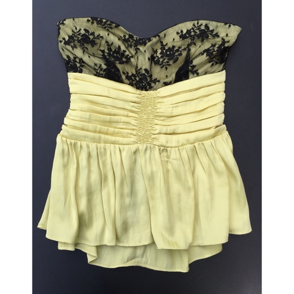 Lime and black lace peplum strapless