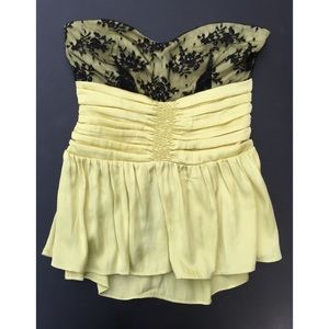 Lime and black lace peplum strapless