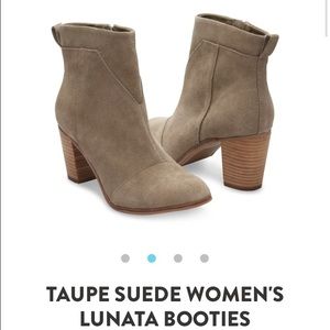 ISO: TOMS lunata taupe suede bootie in size 7!