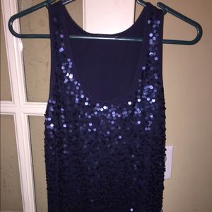 Navy sequin tank
