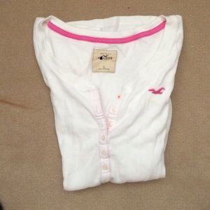 Hollister White button-down Henley