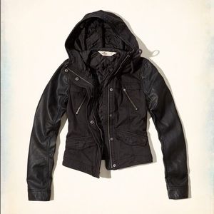 Hollister Hooded Leather Zuma Beach Jacket