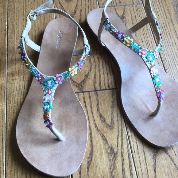 Beaded flower sandals