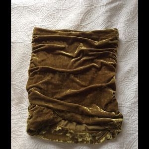 Olive velvet mini skirt.