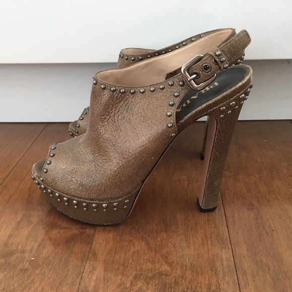 Prada Studded Slingback Platform Pump