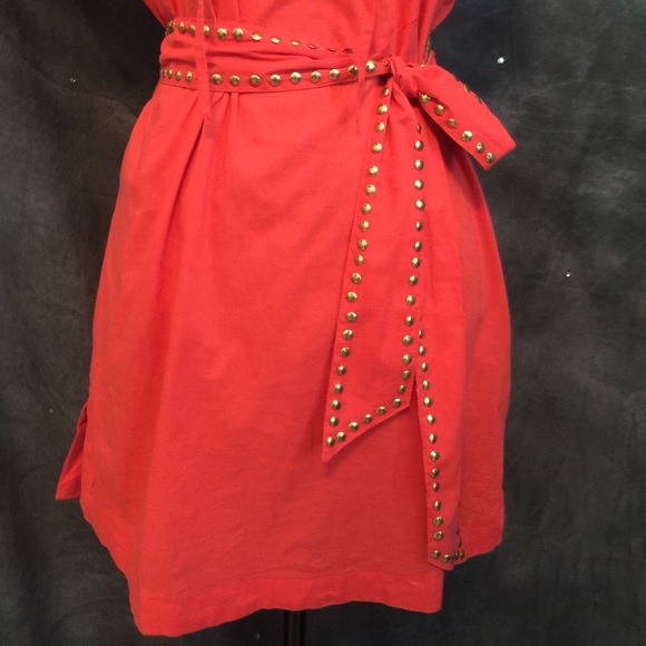 THEME Beaded Dress w Sash. Orange Sz Sm - Picture 3 of 4