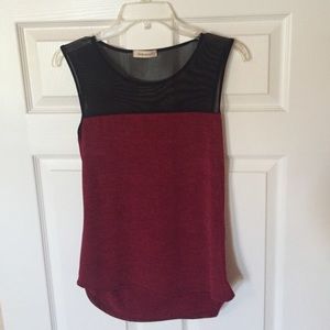 Red tank top with black mesh shoulders!