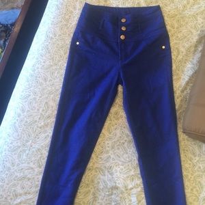 High waisted blue jeggings
