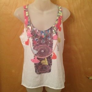 Antik batik tribal necklace print graphic tank top