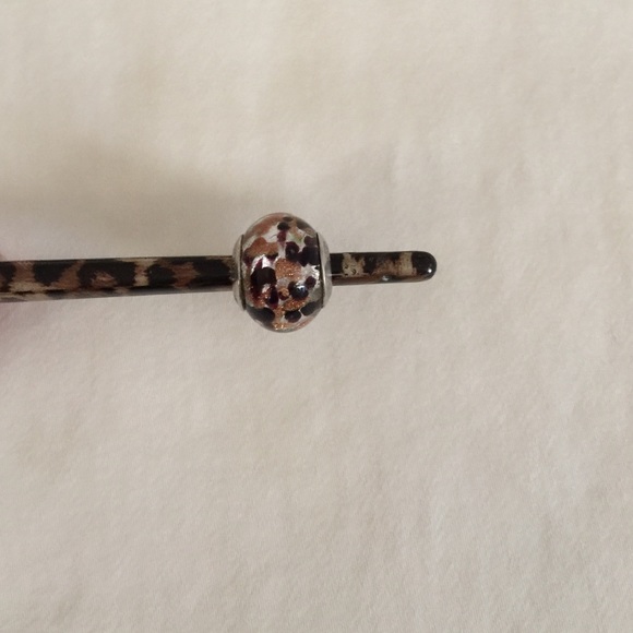 Zable murano glass bead in cheetah print
