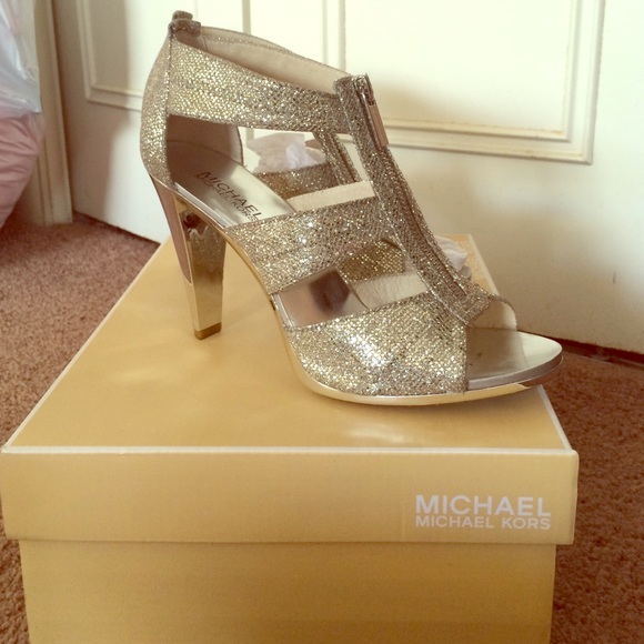 Michael Kors silver glitter heels