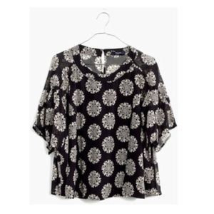 Madewell silk prose top in petal spin, XXS