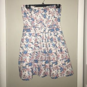 Strapless, "bondage" material dress