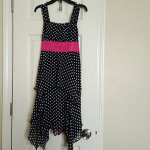 Pop of color on a polka dot dress