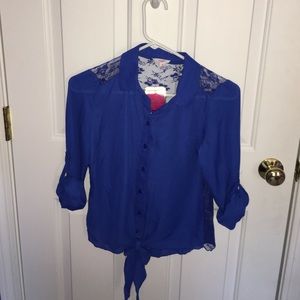 Blue Lace Back Blouse