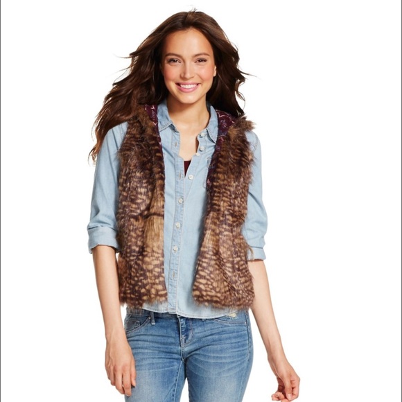 Womens Faux Fur Vest Brown 