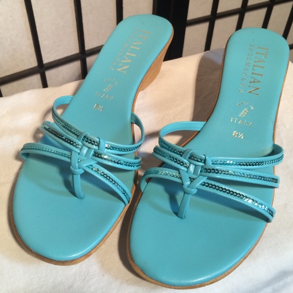 Italian Shoemakers Shoes - LAST WEEK 😳 Light blue sequined thong sandals