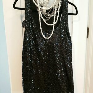 SALE J.Crew Black sequin tank