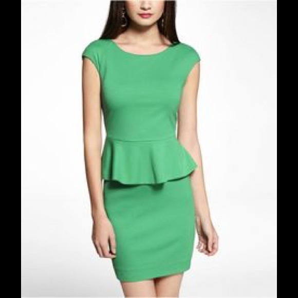 express ponte knite green peplum dress