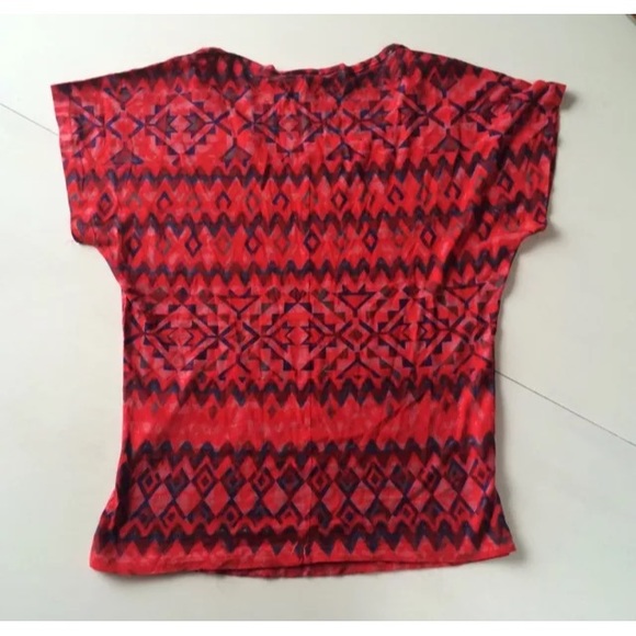 Daytrip red Aztec print t shirt short sleeve top - Picture 2 of 3