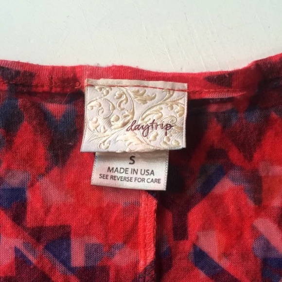 Daytrip red Aztec print t shirt short sleeve top - Picture 3 of 3