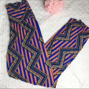 Navy & Orange Stripped Palazzo Pants