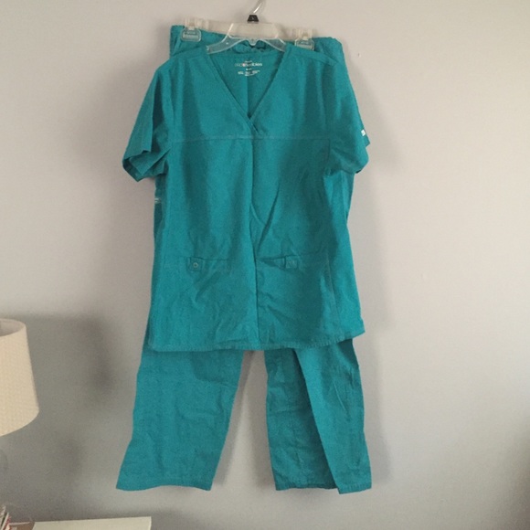 Teal Cherokee scrubs top and pants