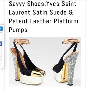 Ysl satin suede platform pumps