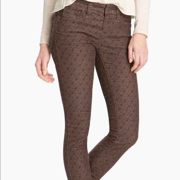 Floral printed corduroy