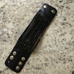 Black Faux Leather Cuff Bracelet