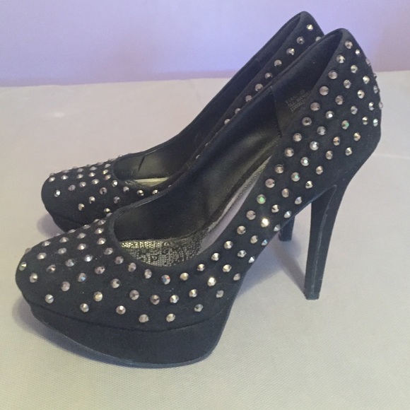 Black suede studded heels - Picture 3 of 4