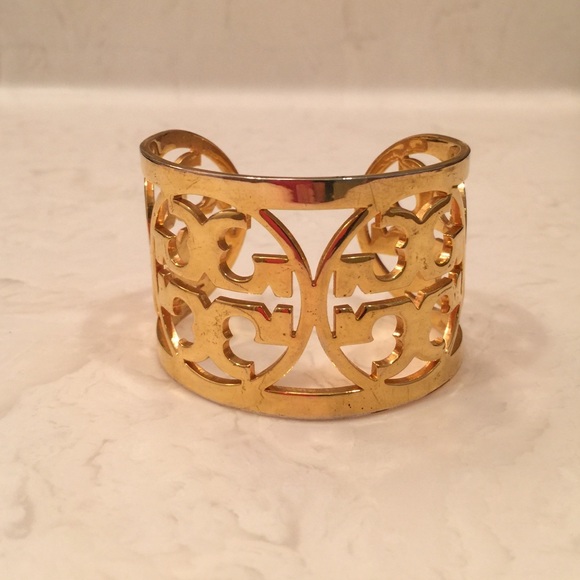 Authentic Tory Burch Gold Curved Logo Cuff