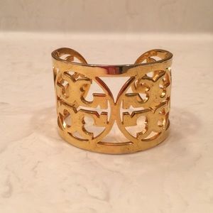 Authentic Tory Burch Gold Curved Logo Cuff