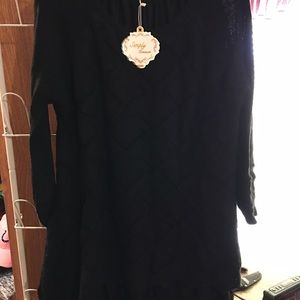 Simply Couture Pointelle Lace Layered Tunic