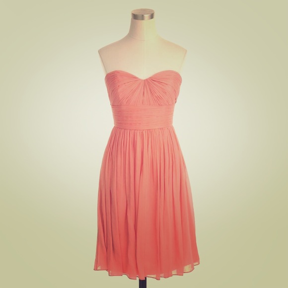 Jcrew Coral Pink Silk Chiffon Bridesmaid Dress