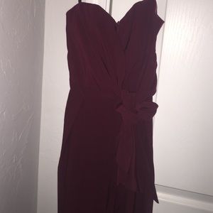Maroon strapless jumpsuit