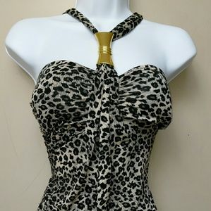 Beautiful halter style, animal print blouse.