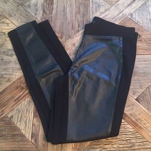 Faux leather paneled leggins