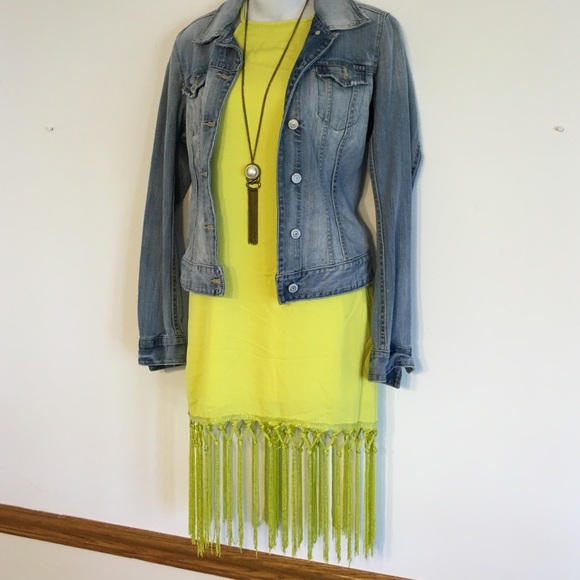 ❗️Last One clearance❗️✨Yellow Boho Fringe dress ✨ - Picture 4 of 4