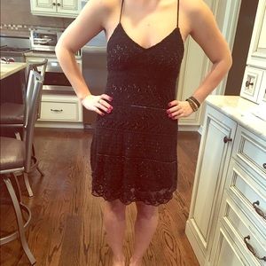 NWT ZARA Black Hand Beaded Dress. Cross in back