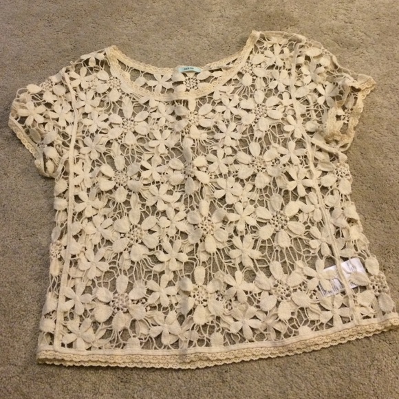 Crocheted floral see through top