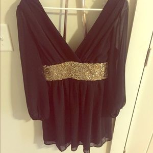 Black w/ Gold sequin party dress!