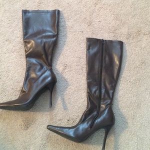 Brown pleather Steve Madden Hustler knee high boot