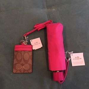 Coach umbrella and luggage tag