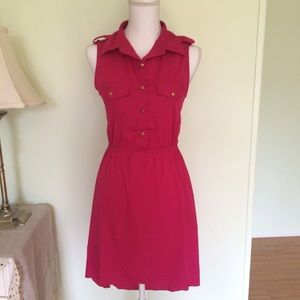 Indulge fuschia pink collar hi low dress NEW